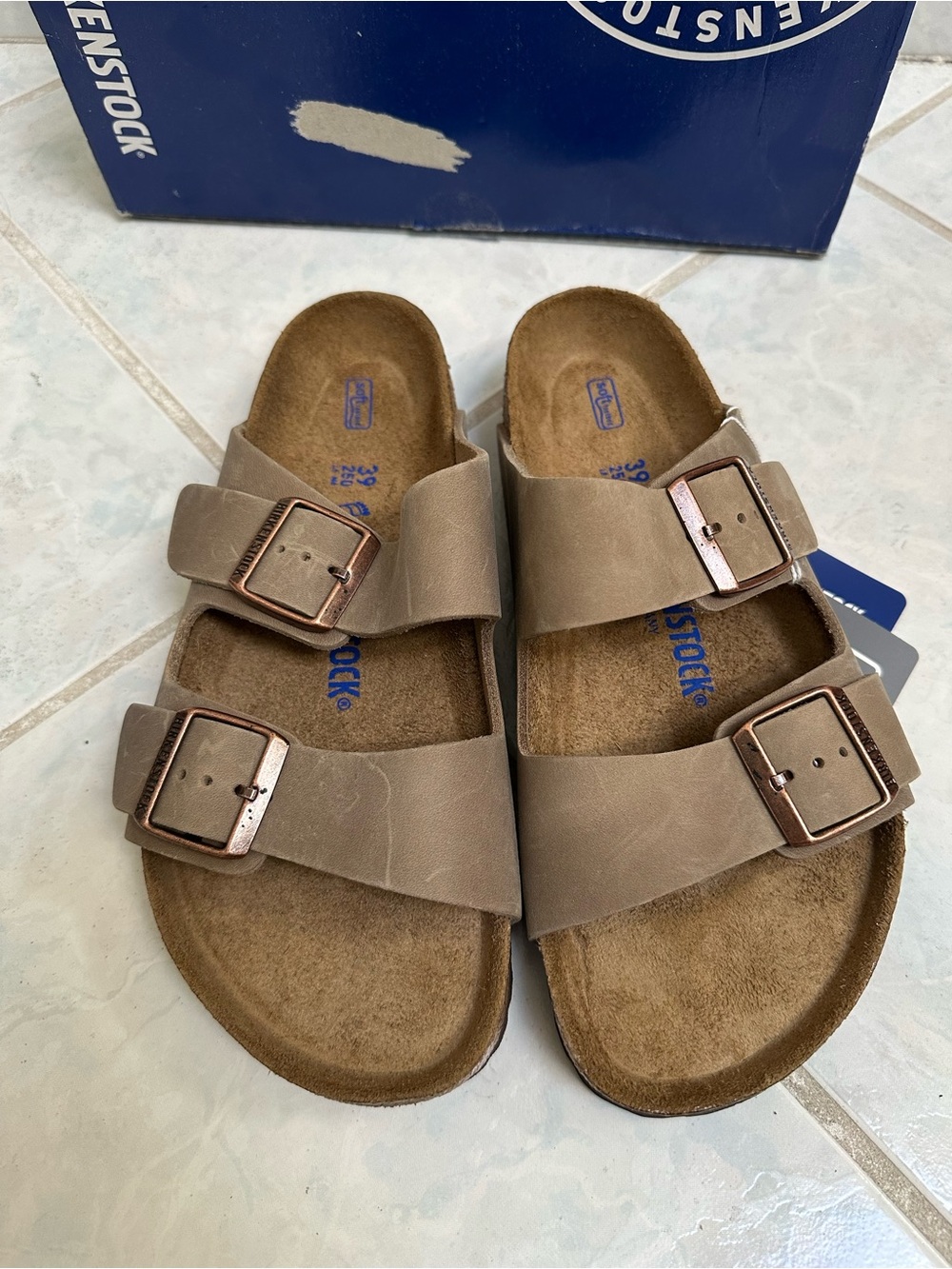 NWT Birkenstock Arizona Soft Footbed Tobacco Brown Oiled Leather Size 39 - Picture 9 of 16